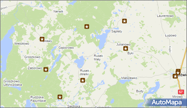 mapa Rusek Mały, Rusek Mały na mapie Targeo