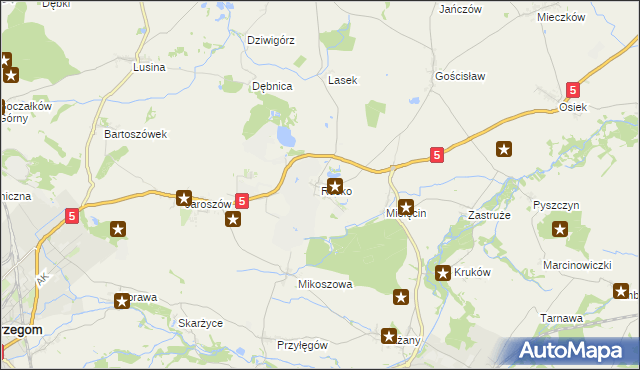 mapa Rusko gmina Strzegom, Rusko gmina Strzegom na mapie Targeo