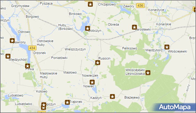 mapa Rusocin gmina Dolsk, Rusocin gmina Dolsk na mapie Targeo