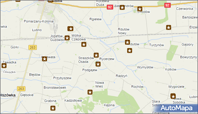 mapa Rycerzew, Rycerzew na mapie Targeo