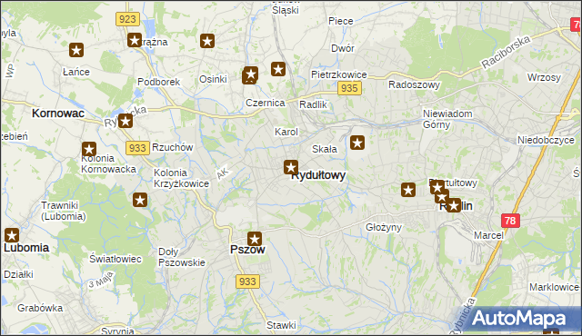 mapa Rydułtowy, Rydułtowy na mapie Targeo