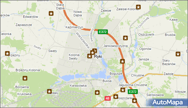mapa Ryki, Ryki na mapie Targeo