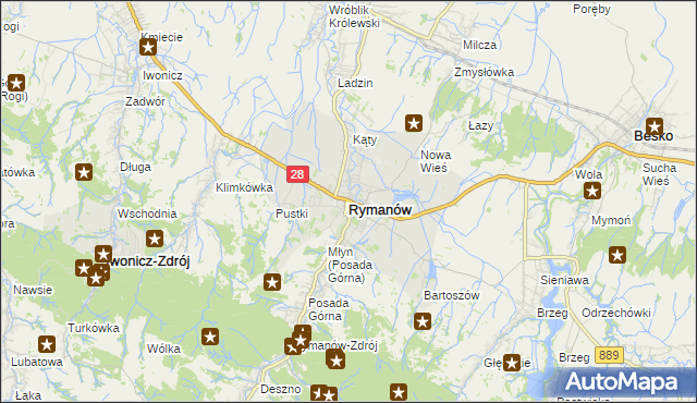 mapa Rymanów, Rymanów na mapie Targeo