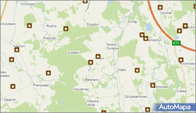 mapa Ryn gmina Ostróda, Ryn gmina Ostróda na mapie Targeo