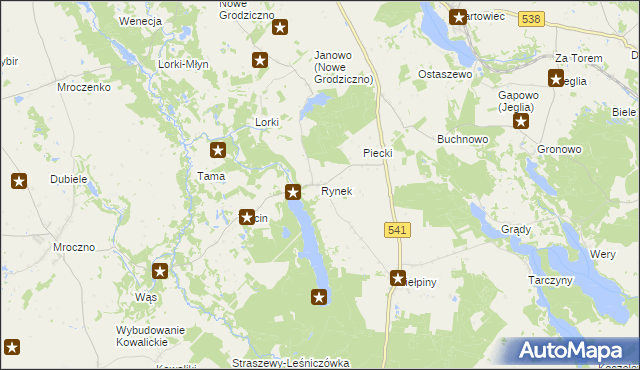mapa Rynek gmina Grodziczno, Rynek gmina Grodziczno na mapie Targeo