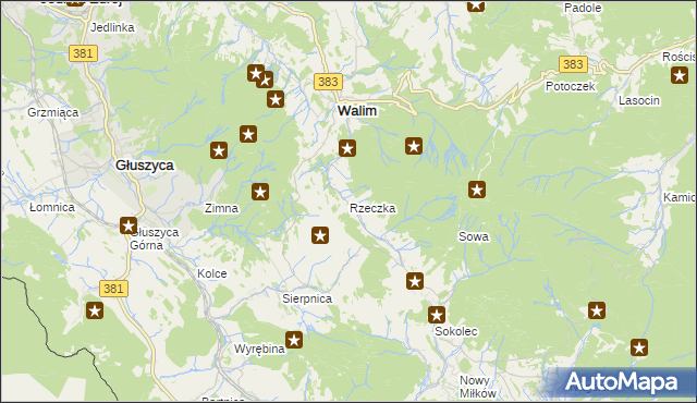 mapa Rzeczka gmina Walim, Rzeczka gmina Walim na mapie Targeo
