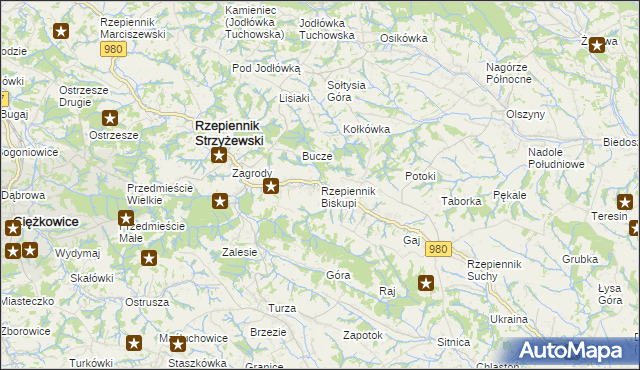mapa Rzepiennik Biskupi, Rzepiennik Biskupi na mapie Targeo