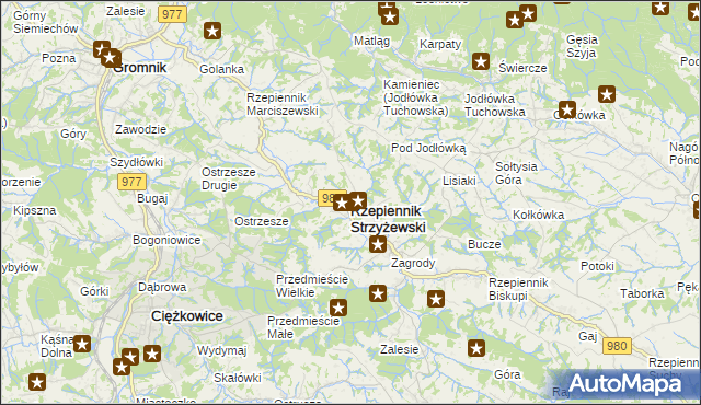 mapa Rzepiennik Strzyżewski, Rzepiennik Strzyżewski na mapie Targeo