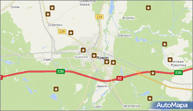 mapa Rzepin, Rzepin na mapie Targeo