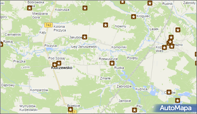 mapa Rzewuszyce, Rzewuszyce na mapie Targeo
