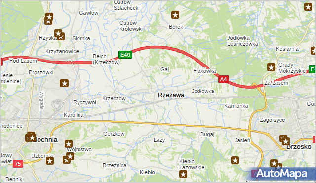 mapa Rzezawa, Rzezawa na mapie Targeo