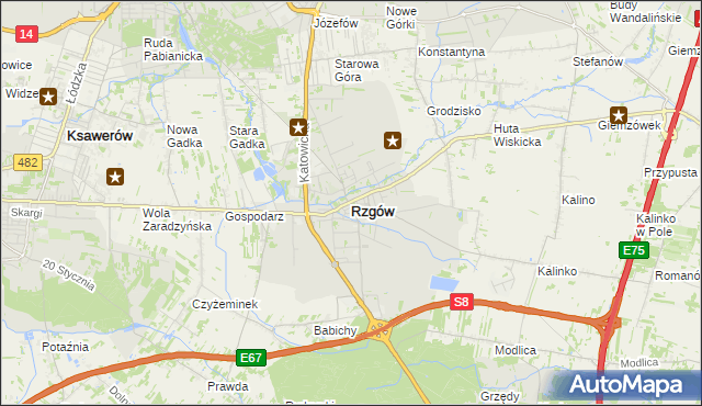mapa Rzgów powiat łódzki wschodni, Rzgów powiat łódzki wschodni na mapie Targeo