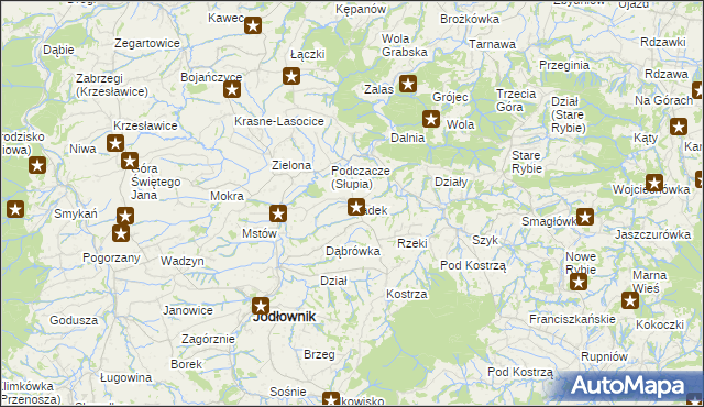 mapa Sadek gmina Jodłownik, Sadek gmina Jodłownik na mapie Targeo