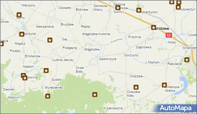 mapa Sadokrzyce, Sadokrzyce na mapie Targeo