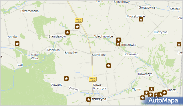 mapa Sadykierz gmina Rzeczyca, Sadykierz gmina Rzeczyca na mapie Targeo