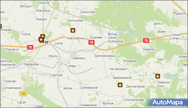 mapa Samostrzałów, Samostrzałów na mapie Targeo