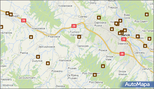 mapa Sanoczek, Sanoczek na mapie Targeo