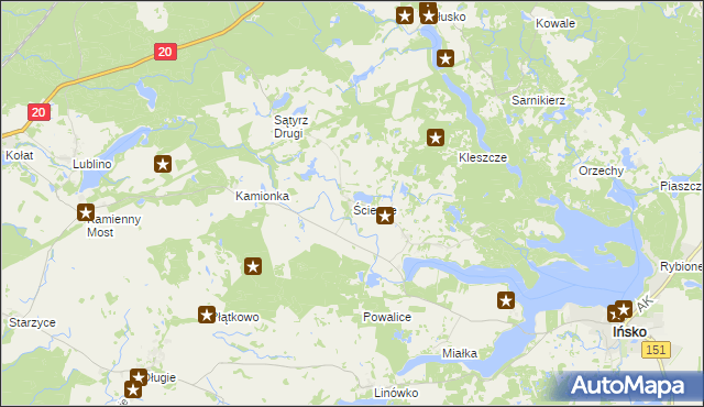 mapa Ścienne, Ścienne na mapie Targeo