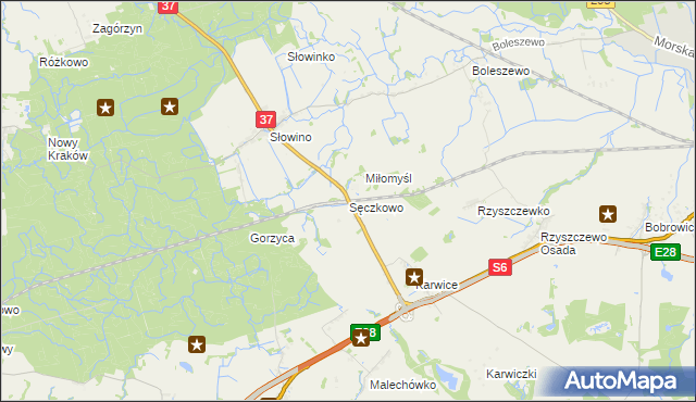 mapa Sęczkowo gmina Malechowo, Sęczkowo gmina Malechowo na mapie Targeo