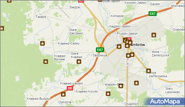 mapa Sędziwuje, Sędziwuje na mapie Targeo