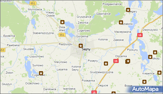 mapa Sejny, Sejny na mapie Targeo