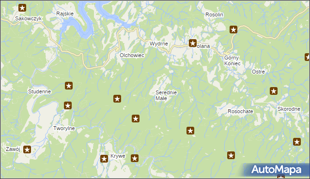 mapa Serednie Małe, Serednie Małe na mapie Targeo