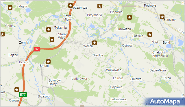 mapa Siedlce gmina Chęciny, Siedlce gmina Chęciny na mapie Targeo