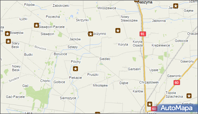 mapa Siedlec gmina Łęczyca, Siedlec gmina Łęczyca na mapie Targeo