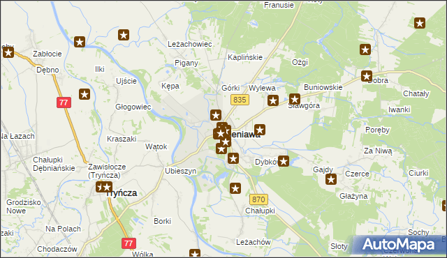 mapa Sieniawa powiat przeworski, Sieniawa powiat przeworski na mapie Targeo