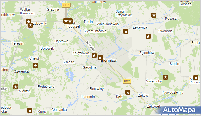mapa Siennica powiat miński, Siennica powiat miński na mapie Targeo