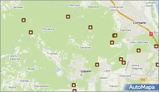 mapa Sieraków gmina Izabelin, Sieraków gmina Izabelin na mapie Targeo