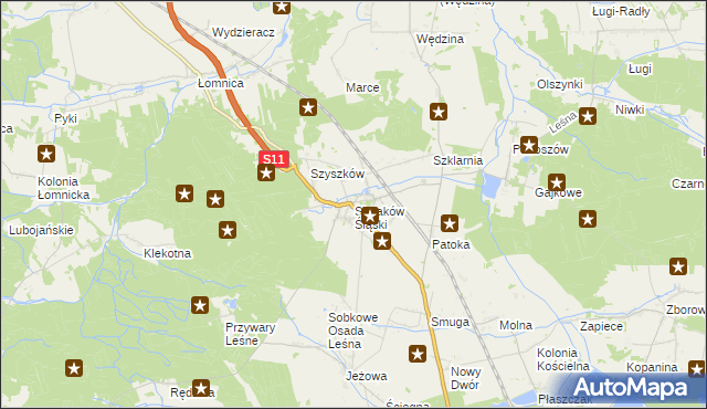 mapa Sieraków Śląski, Sieraków Śląski na mapie Targeo