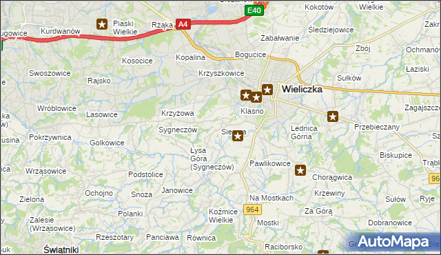 mapa Siercza, Siercza na mapie Targeo