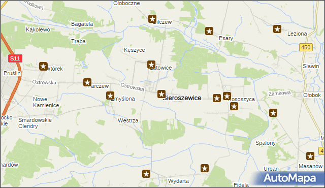mapa Sieroszewice, Sieroszewice na mapie Targeo