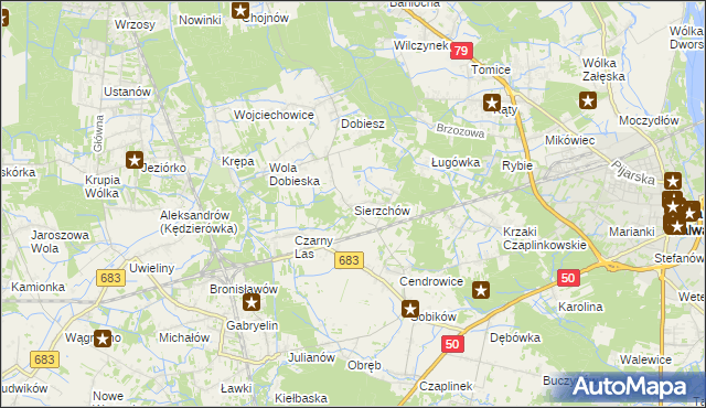 mapa Sierzchów gmina Góra Kalwaria, Sierzchów gmina Góra Kalwaria na mapie Targeo