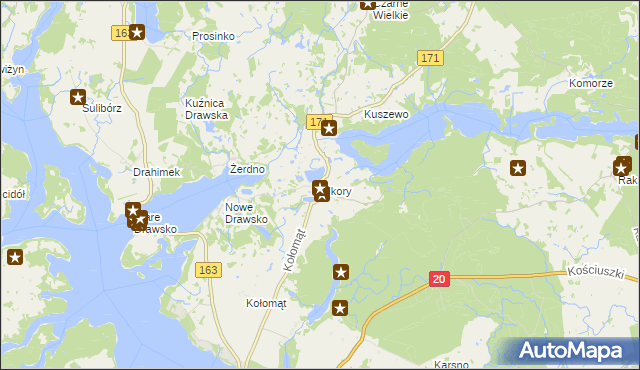 mapa Sikory gmina Czaplinek, Sikory gmina Czaplinek na mapie Targeo
