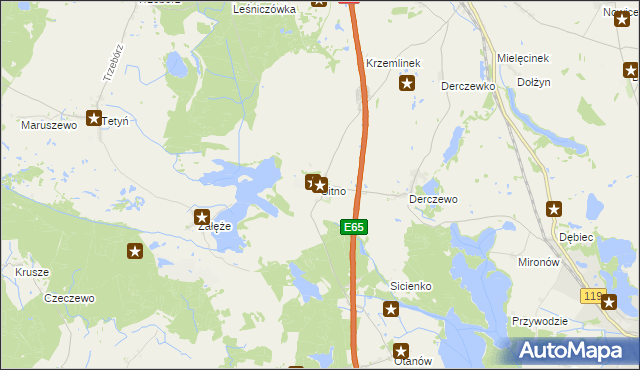 mapa Sitno gmina Myślibórz, Sitno gmina Myślibórz na mapie Targeo