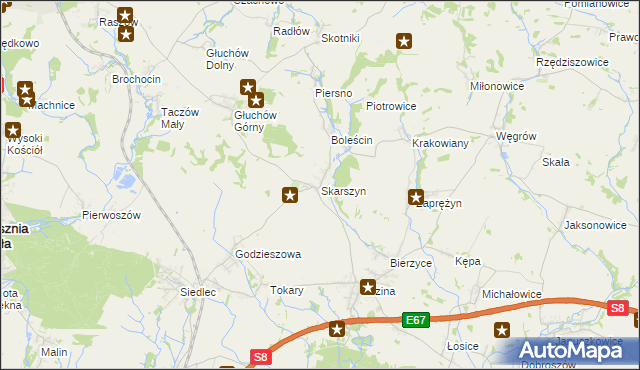 mapa Skarszyn gmina Trzebnica, Skarszyn gmina Trzebnica na mapie Targeo