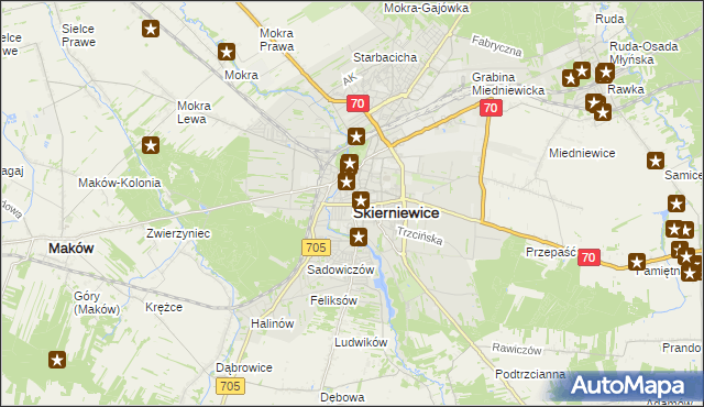 mapa Skierniewic, Skierniewice na mapie Targeo