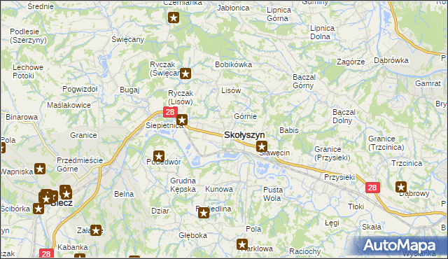 mapa Skołyszyn, Skołyszyn na mapie Targeo