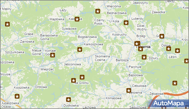 mapa Skomielna Czarna, Skomielna Czarna na mapie Targeo