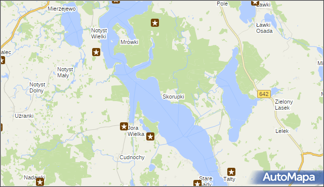 mapa Skorupki gmina Ryn, Skorupki gmina Ryn na mapie Targeo