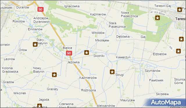 mapa Skotniki gmina Teresin, Skotniki gmina Teresin na mapie Targeo