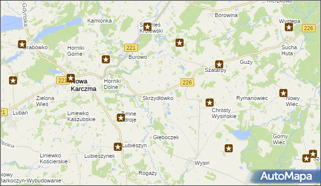 mapa Skrzydłowo gmina Nowa Karczma, Skrzydłowo gmina Nowa Karczma na mapie Targeo
