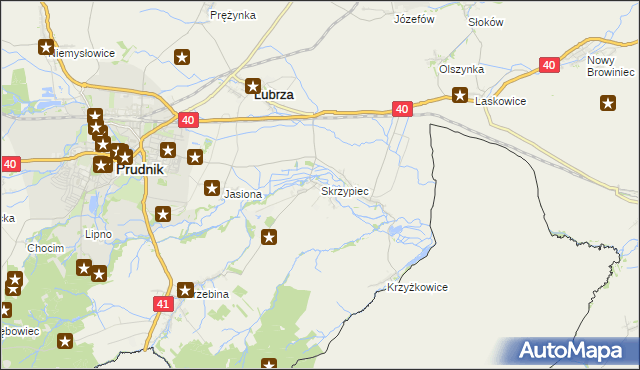 mapa Skrzypiec gmina Lubrza, Skrzypiec gmina Lubrza na mapie Targeo