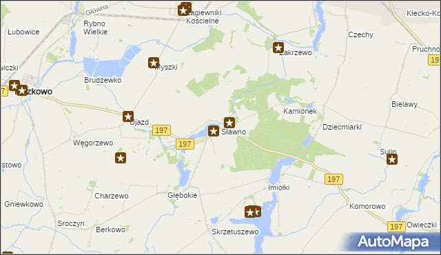 mapa Sławno gmina Kiszkowo, Sławno gmina Kiszkowo na mapie Targeo