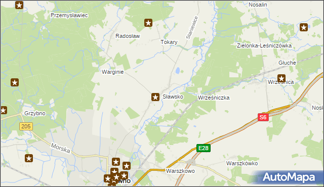 mapa Sławsko, Sławsko na mapie Targeo