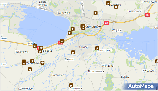 mapa Śliwice gmina Otmuchów, Śliwice gmina Otmuchów na mapie Targeo
