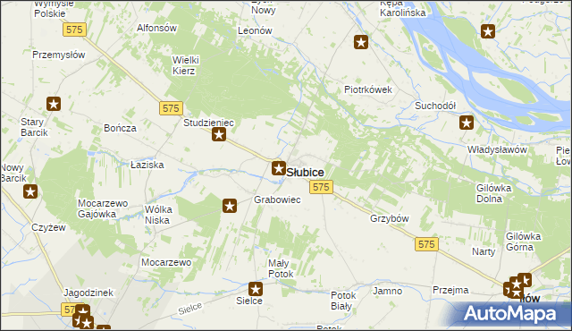 mapa Słubice powiat płocki, Słubice powiat płocki na mapie Targeo