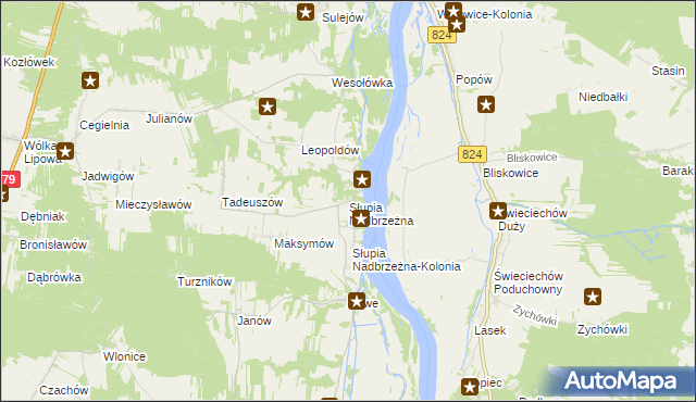 mapa Słupia Nadbrzeżna, Słupia Nadbrzeżna na mapie Targeo